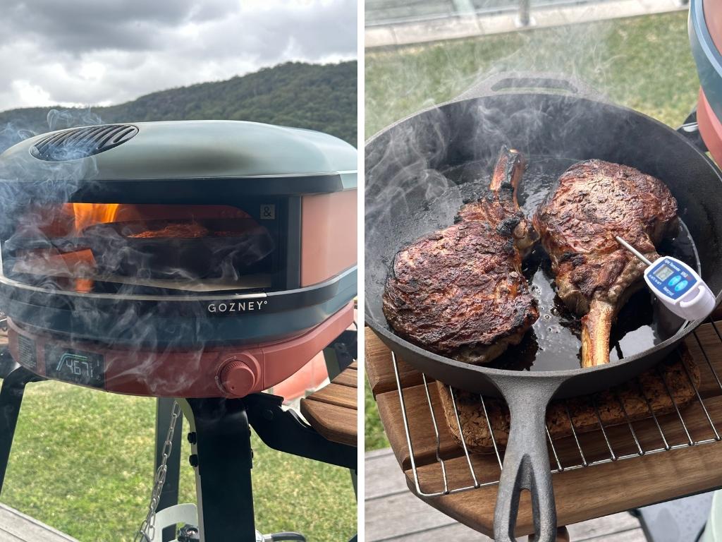 Cooking the steak. Picture: news.com.au/Philippa Tonkin.