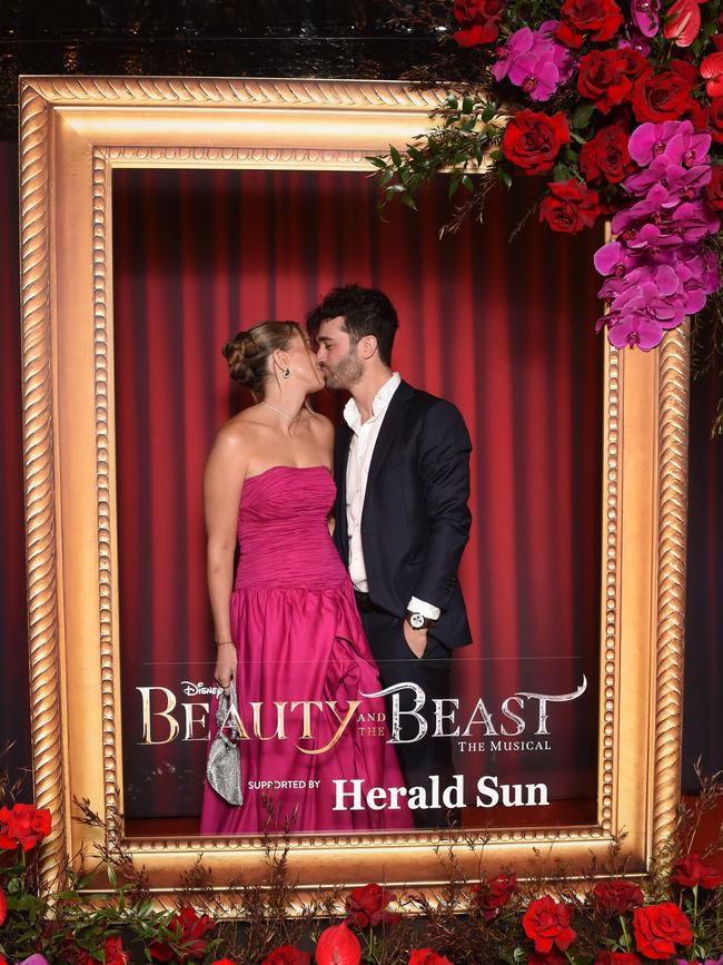 Opening night: Beauty and The Beast at Her Majestys Theatre, Melbourne. (L-R) Tully Smyth (influencer) and Ned. Picture: Josie Hayden