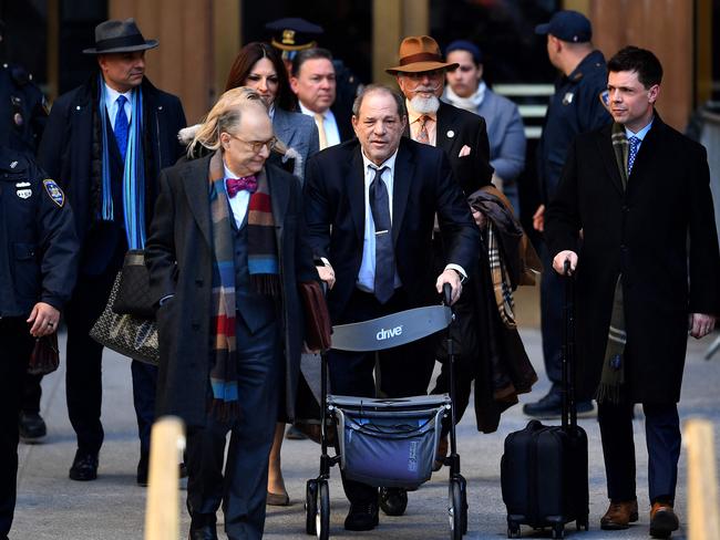 Harvey Weinstein leaves the Manhattan Criminal Court as he faced sex crime charges. Picture: AFP