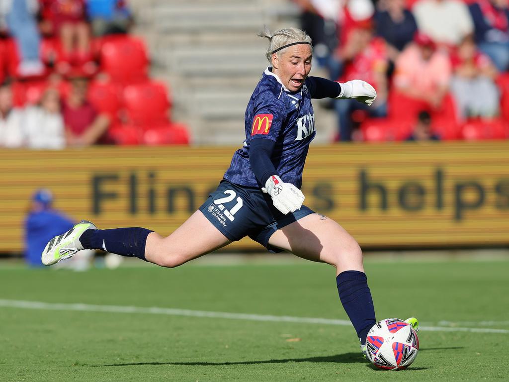 Adelaide goalkeeper Claudia Jenkins had another top-tier game. Picture: Getty