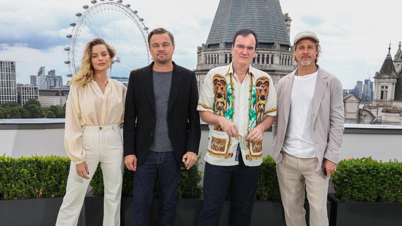 Tarantino, seen here with the stars of is most recent film, is now “just another dad” in Tel Aviv. Picture: Getty