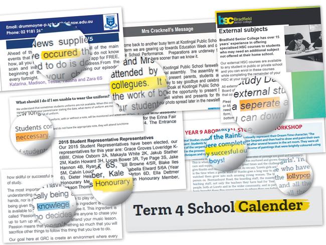 Just some of the mistakes found on school websites and newsletters.