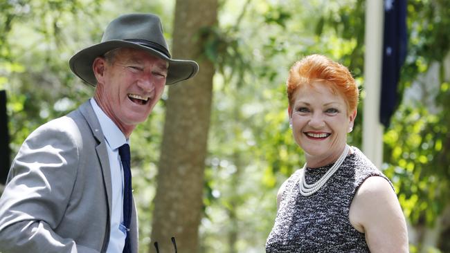 One Nation state leader Steve Dickson, with Pauline Hanson, faces an uphill battle to win his own seat. Picture Lachie Millard