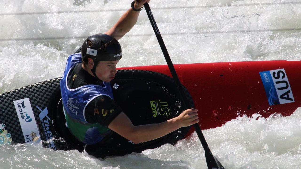 Cousin Mark Crosbee is already a junior world champion in canoe slalom. Picture: Paddle Australia.