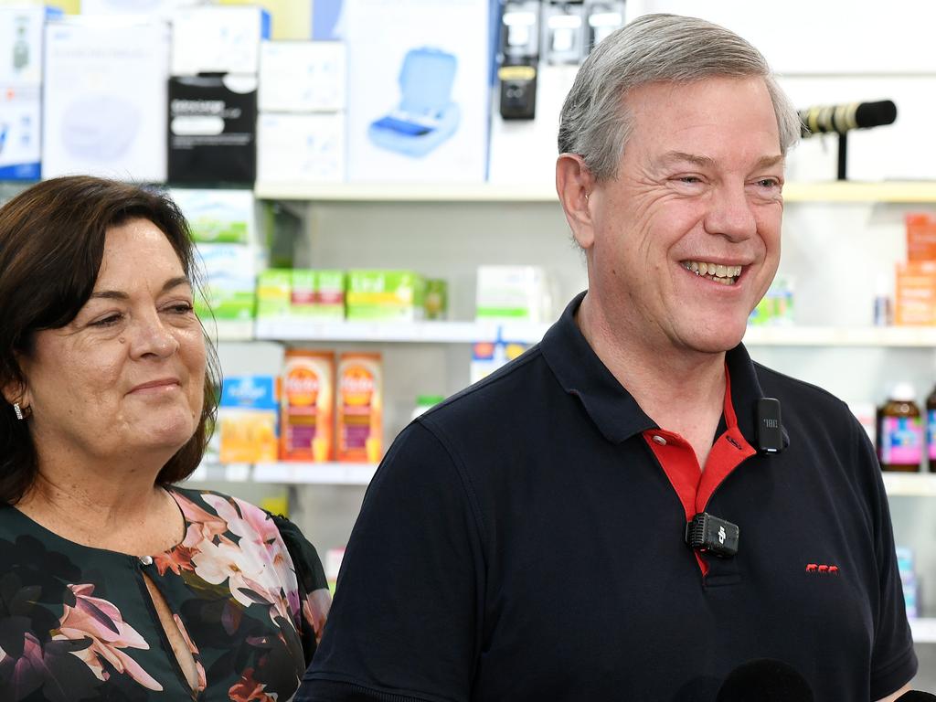 MP Natalie Marr with Sports Minister Tim Nicholls during a recent visit to Townsville. Picture: Shae Beplate.