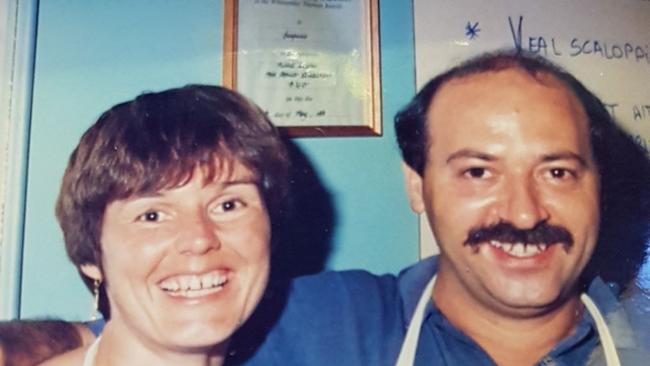 Marino and Yvonne Roberto opened their first restaurant in Cannonvale called Seagulls Bistro in 1988, where Fat Frog Cafe now stands. Picture: Contributed