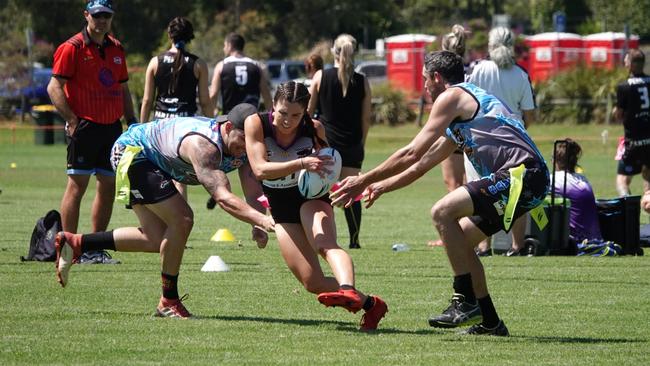 Action from the Oztag 2020 NSW Senior State Cup at the Coffs Coast Sport and Leisure Park. Photo: David Wigley