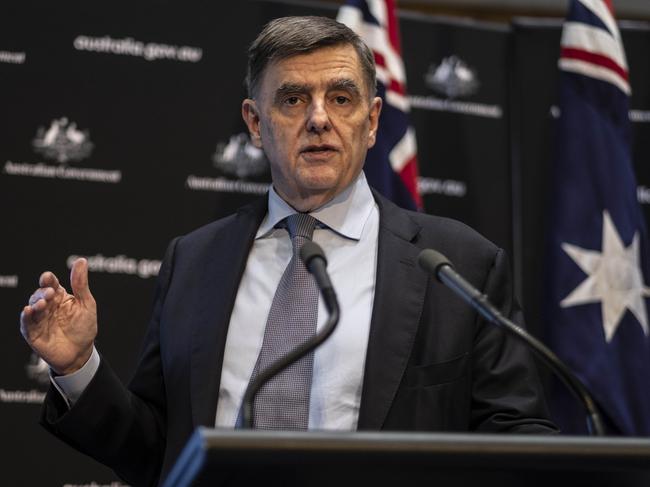 Chief Medical Officer Professor Brendan Murphy said it was clear Australia was flattening the curve but this was no reason to be complacent. Picture: Gary Ramage