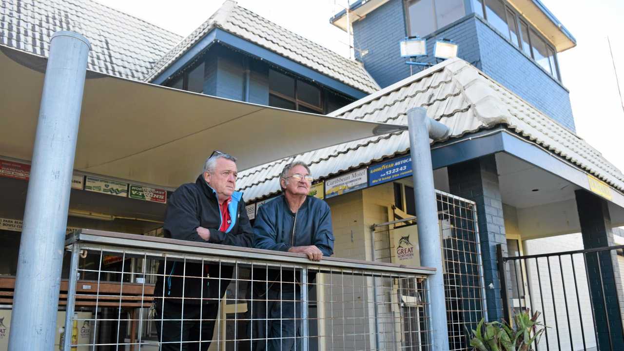 ABOVE WATER: Coffs Harbour Yacht Club secretary-manager Bob StJohn and commodore John Wait have concerns over the club’s future. Picture: David Barwell