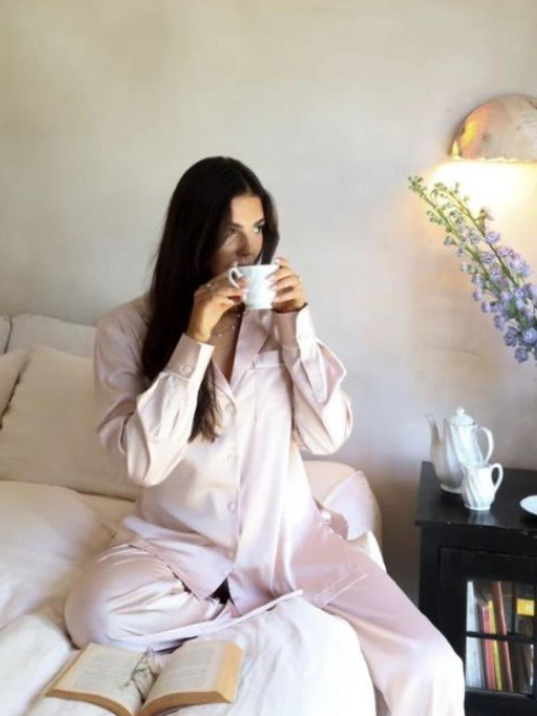 The Grace Lounge Pyjama Set is available in Blush, White and Navy. Picture: Homebodii