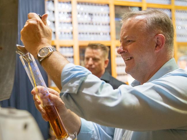 12/12/2019 Opposition Leader Anthony Albanese at the Bundaberg Rum distillery in Bundaberg. Source: Supplied