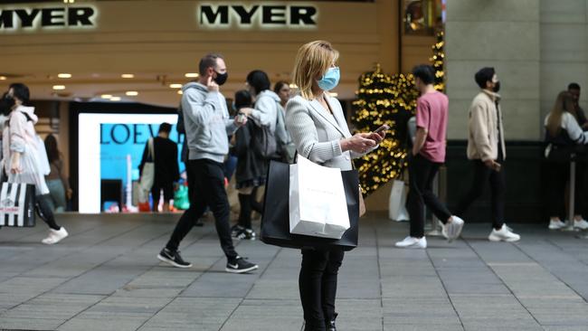 Shoppers at Sydney’s Pitt St mall during Black Friday sales. Picture: Britta Campion