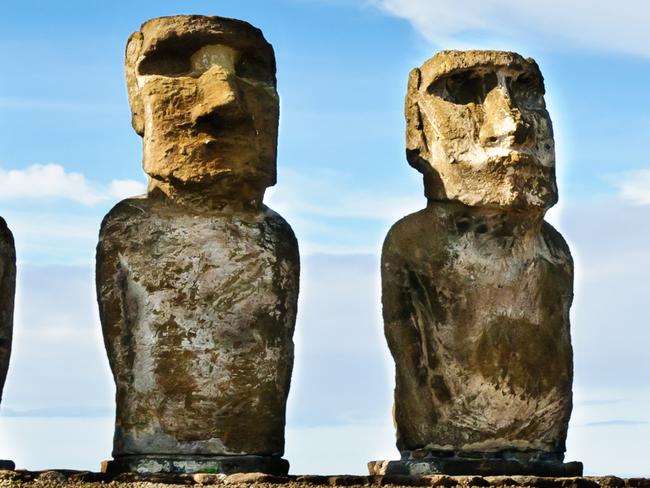 Moai statues at Tongariki ahu in Easter Island