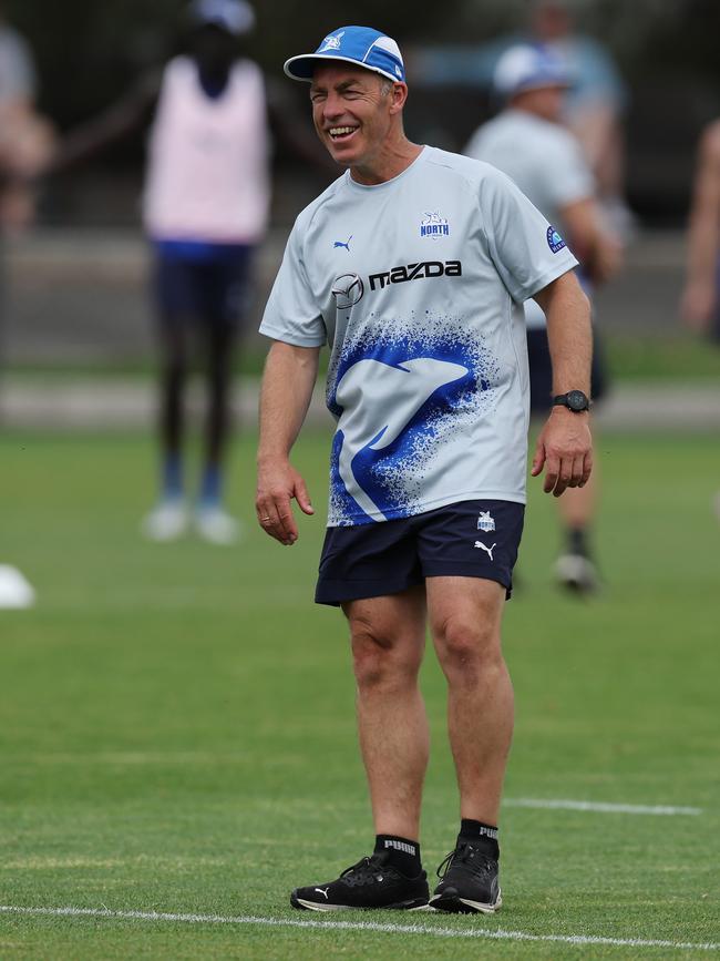 Alastair Clarkson was back on deck for day one of the pre-season ahead of season 2024. Picture: Michael Klein