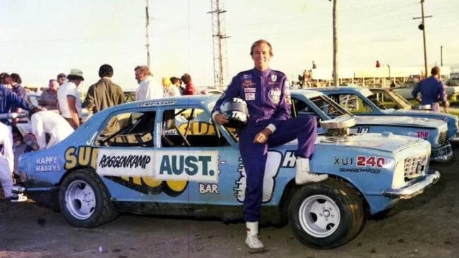 Cairns motorsport identity Peter Roggenkamp during his heyday in front of a four door Holden Torana. Picture: Totally Motorsport