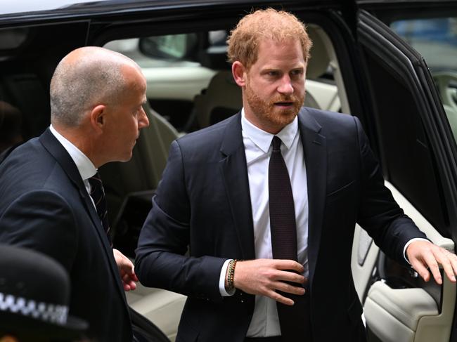 Prince Harry arrives to give evidence at the Mirror Group phone hacking trial at the High Court in London, England. Prince Harry is one of several claimants in a lawsuit against Mirror Group Newspapers related to allegations of unlawful information gathering in previous decades. Picture: Getty Images