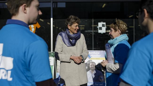 Liberal candidate for the federal seat of Eden-Monaro, Fiona Kotvojs, campaigns in Queanbeyan. Picture: Sean Davey