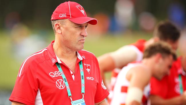 Swans head coach John Longmire says trying to stay engaged with his players during the coronavirus shutdown has been difficult. Picture: Getty Images