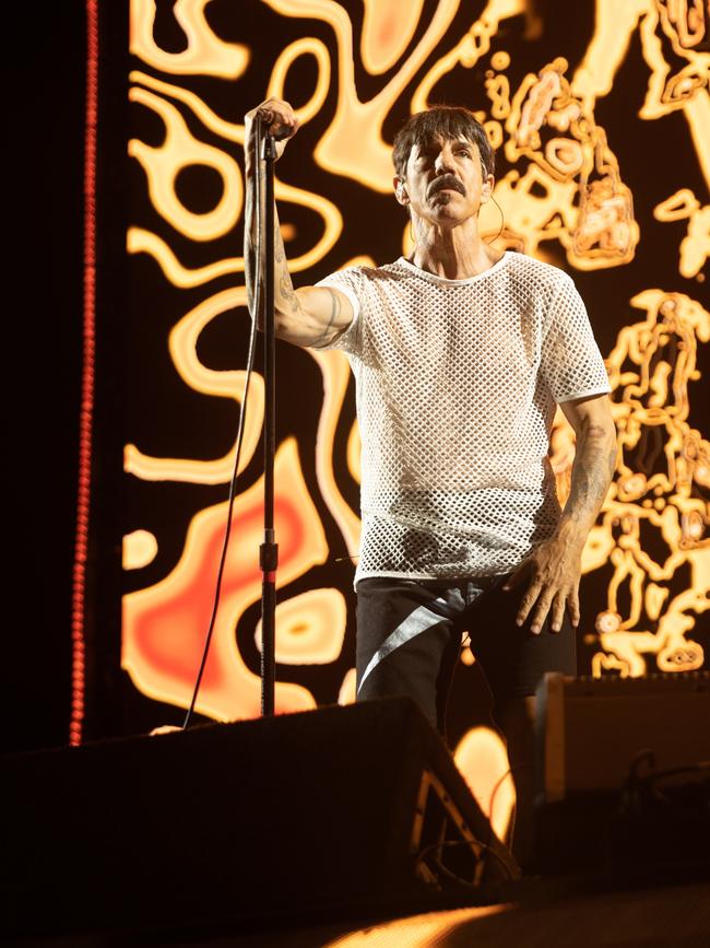 Singer Anthony Kiedis in Brisbane. Picture: Alex Kirchner / Suncorp Stadium