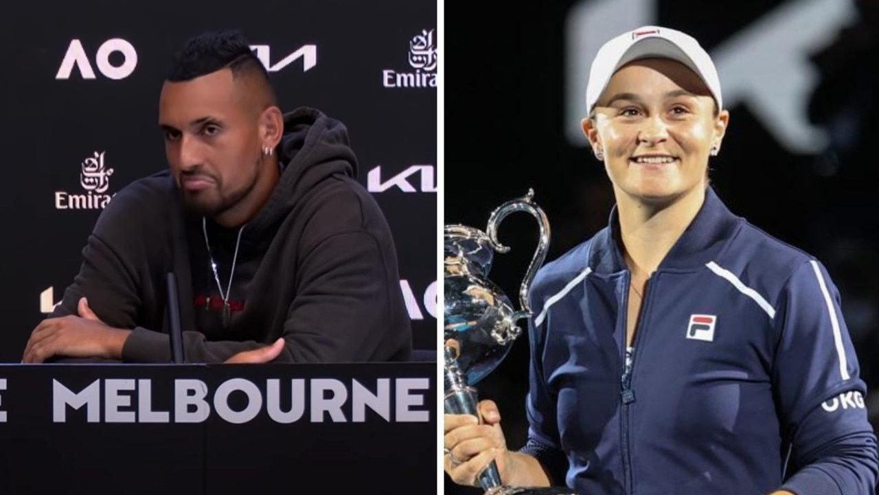 Nick Kyrgios and Ash Barty. Photo: David Caird, YouTube, Australian Open TV.