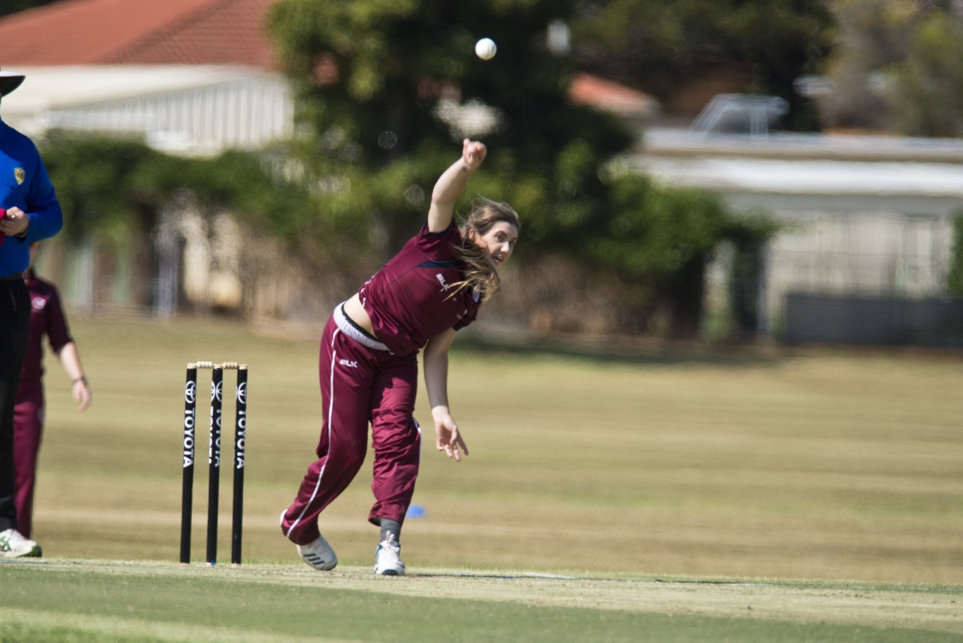 Carly Fuller bowls for Queensland against New South Wales in Australian Country Cricket Championships women's division round five at Captain Cook ovals, Tuesday, January 7, 2020. Picture: Kevin Farmer