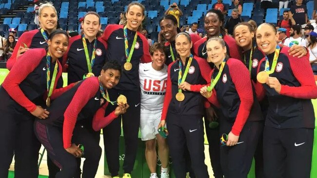 Ilene Hauser poses with the US Olympic team 2016 (Image: Caroline Williams)