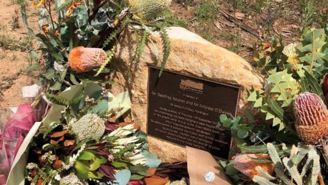 Memorial to fallen firefighters Geoffrey Keaton and Andrew O'Dwyer. Photo: Supplied