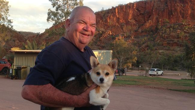 Malcolm with Gracie at St Helen, Central Australia in 2014.