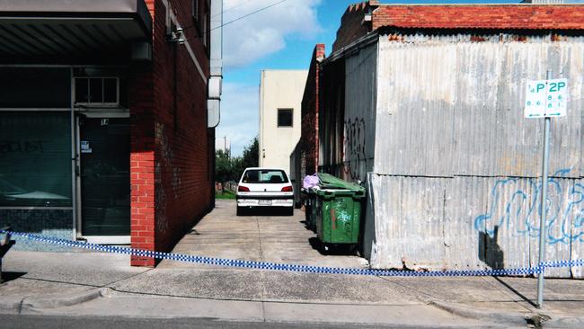 Police collecting evidence from the area where Ms Meagher was killed.