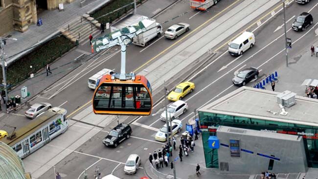 An ambitious plan for a cable car in Melbourne's CBD has been pitched to the state government. Digitally altered image