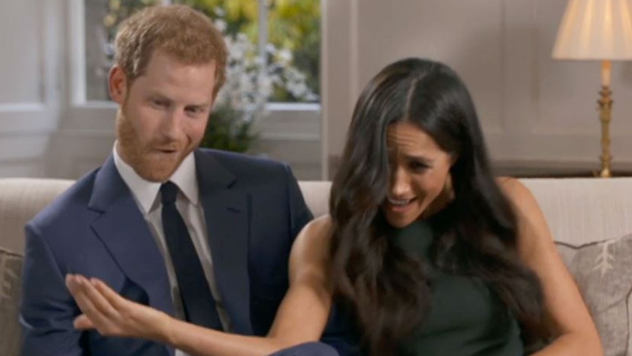 Meghan showed off her silly side in an out-take of her engagement interview. Picture: Supplied