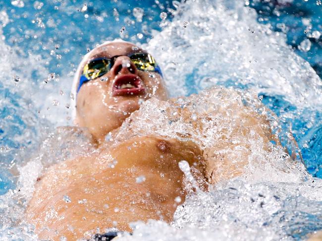 Mitch Larkin winner of the 200m backstroke final on day 1 of the Australian Swimming Championships at the Brisbane Aquatic Centre in Chandler, Sunday, April 9, 2017. (AAP Image/Glenn Hunt) NO ARCHIVING, EDITORIAL USE ONLY