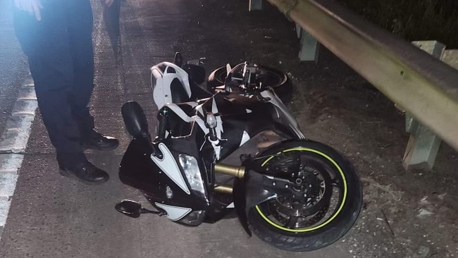 The rider of the Honda CBR 600 motorbike, travelling south, crashed on the Bruce Highway, 3km south of the Yandina exit.