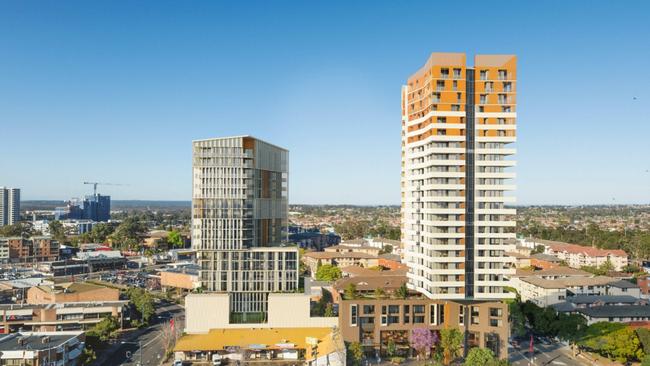 Artist's impression of a mixed-use development proposed for 79 Bathurst St, Liverpool. Picture: Planning documents prepared by Allen Jack+Cottier Architects