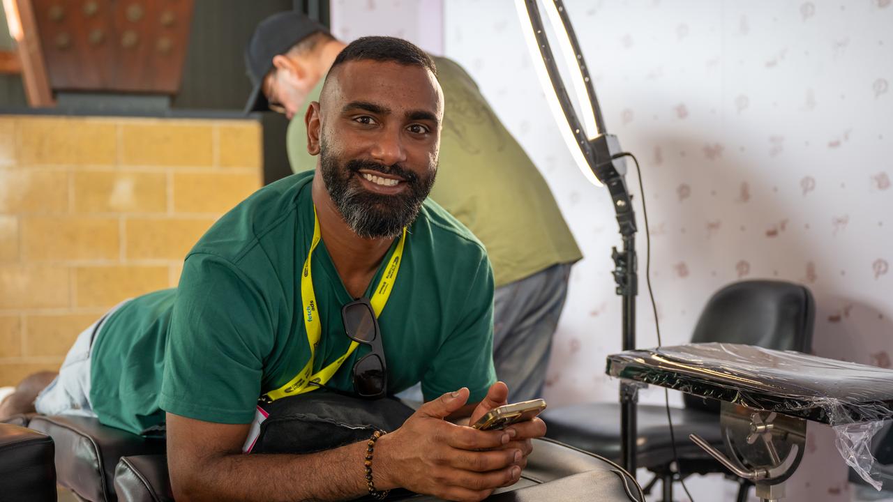 Lenten Reddy prepares to get his Pintrest tattoo at Cannes In Cairns on Tuesday Morning. Picture Emily Barker