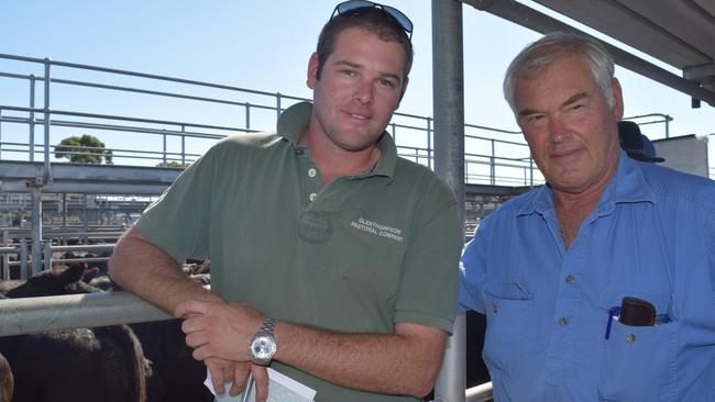 Southern stars: Charlie and Ted Mann from Glenthompson Pastoral Company at a Ballarat store cattle sale.