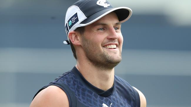 Nic Newman at Carlton open training session at Ikon Park. Sunday, February 3. 2024. Picture: David Crosling