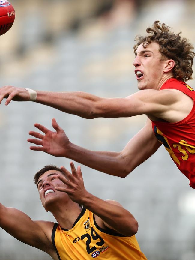 South Adelaide ruckman Taylor Goad in action for the Croweaters against Western Australia. Picture: Will Russell/AFL Photos via Getty Images