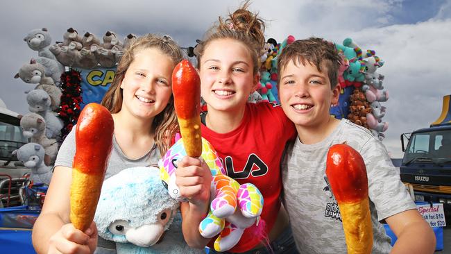 Leandra Palmer, Beatrice Chelkowski and Ethan Chelkowski at the Royal Hobart Show. Picture: Zak Simmonds