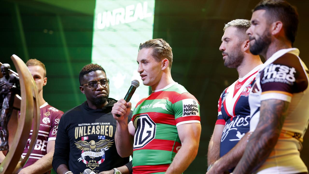 Rabbit-oh’s captain Cameron Murray was centre-stage for the NRL season launch in Las Vegas, Nevada. Picture: Ezra Shaw/Getty Images