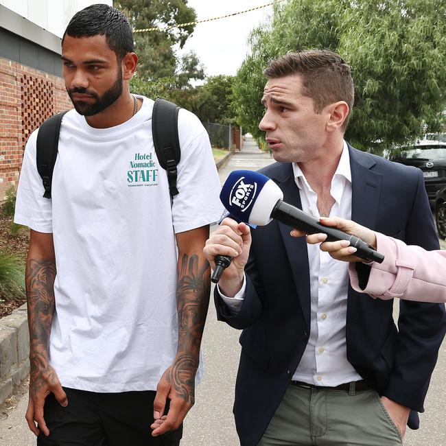 Thomas faces questions from media after the allegations first surfaced. Picture: Michael Klein