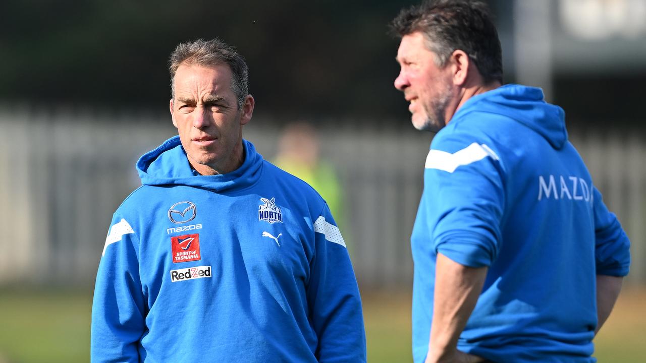 Luke Davies-Uniacke says the Kangaroos will be able to transition seamlessly from playing under Brett Ratten to Alastair Clarkson when the senior coach returns. Picture: Steve Bell /Getty Images