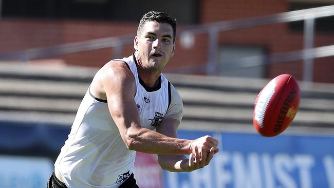 Tom Rockliff has a formidable record against Carlton and has been in prolific form. Picture: Sarah Reed.