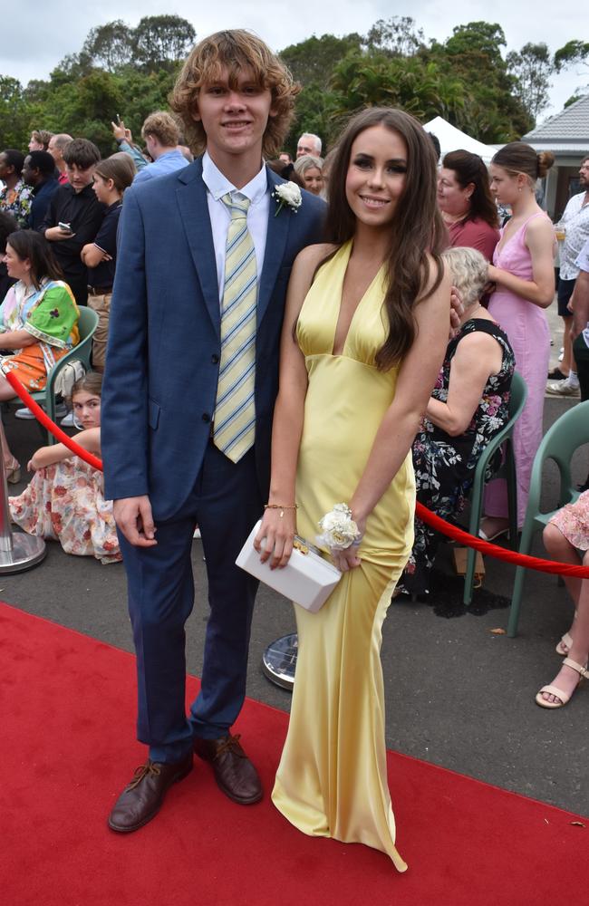 Herb Peltor and Olivia Boland at the Pacific Lutheran College Formal held at the Sunshine Coast Turf Club on November 15, 2024. Picture: Sam Turner