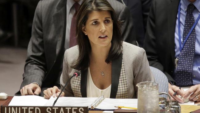 Nikki Haley was United States Ambassador to the United Nations. Picture: AP.