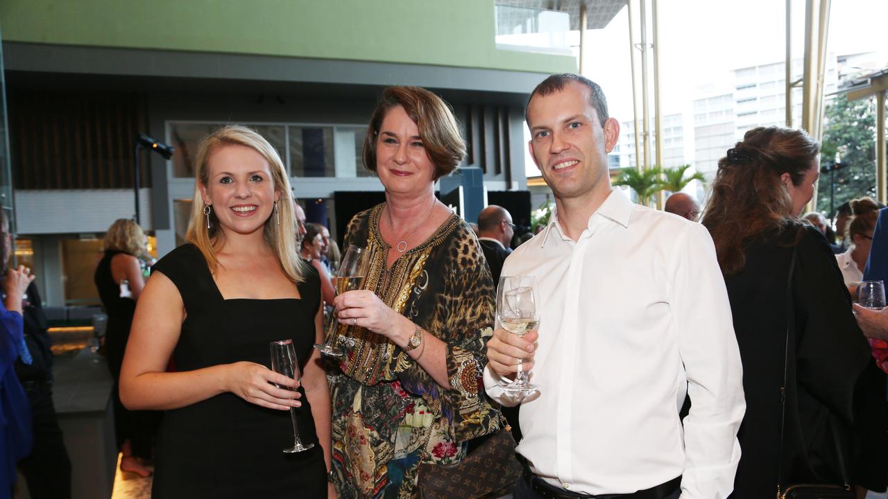 Crystalbrook's Bailey Hotel hosting its opening party in Cairns. Alixis Cunningham, Trixie Scully and Joe Dwyer. PICTURE: STEWART MCLEAN