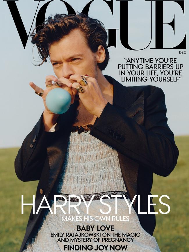 Harry Styles on the cover of US Vogue. Picture: Vogue/TYLER MITCHELL