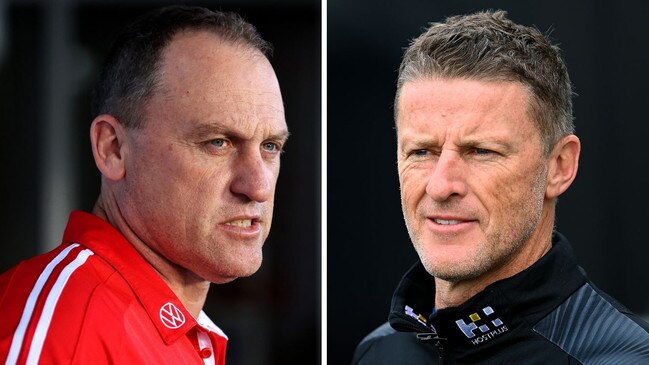 John Longmire and Damien Hardwick will meet in Round 3, with both sides unbeaten to start the season.