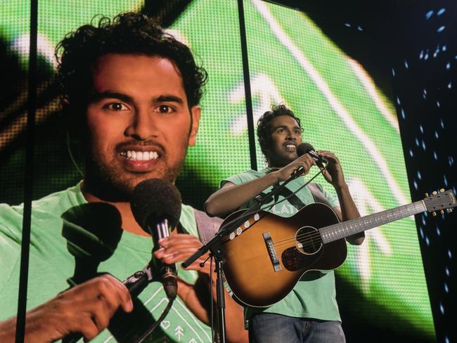 Himesh Patel as singer-songwriter Jack Malik in a scene from Yesterday.