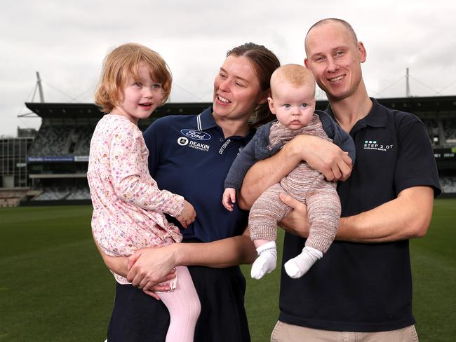 Edith, Erin, Connor and Chris. Picture: Kelly Defina/AFL Photos/via Getty Images